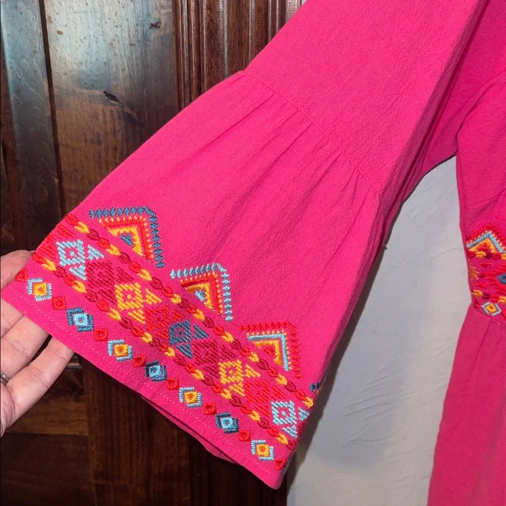 Savanna Jane Vibrant Pink Tunic with Colorful Embroidery NWT 1X. - Picture 3 of 7